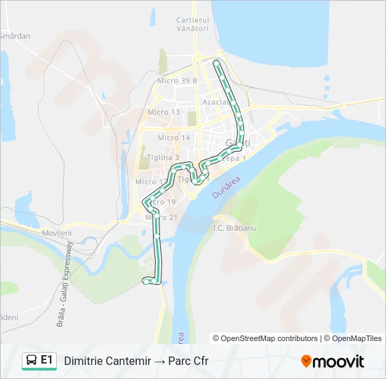 E1 Bus Line Map