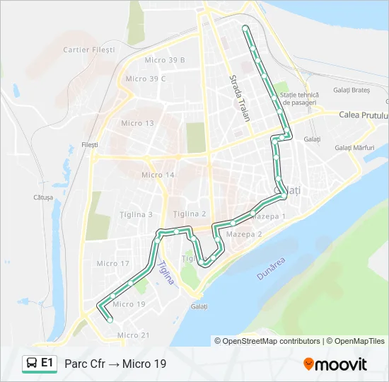 E1 Bus Line Map