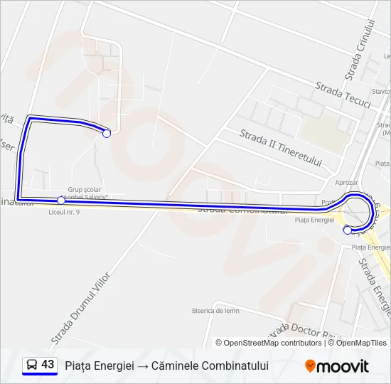 43 Bus Line Map