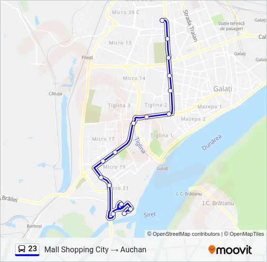 Hartă linie autobuz 23
