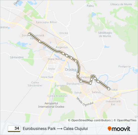 34 bus Line Map