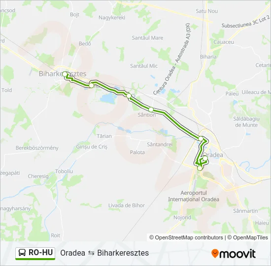 RO-HU Bus Line Map