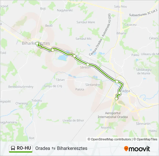 RO-HU Bus Line Map