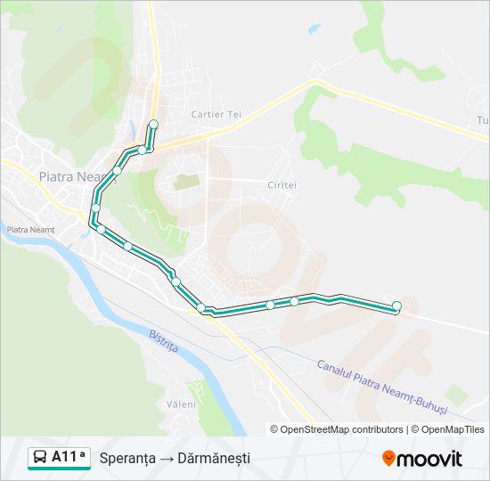 Hartă linie autobuz A11ᵃ
