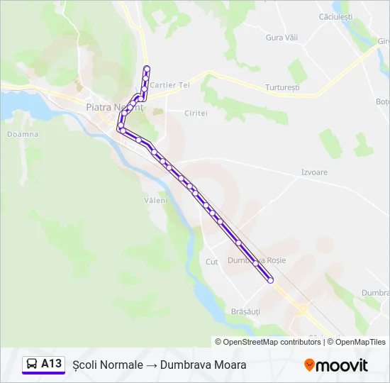 A13 Bus Line Map