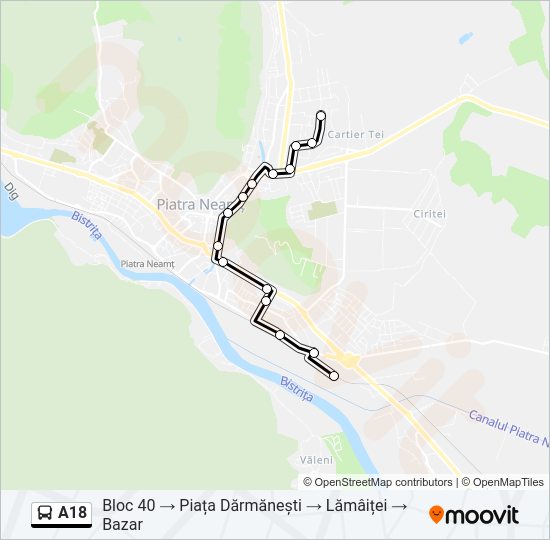 Hartă linie autobuz A18