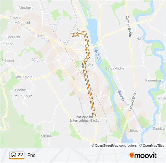 Hartă linie autobuz 22