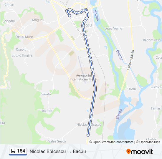 Hartă linie autobuz 154