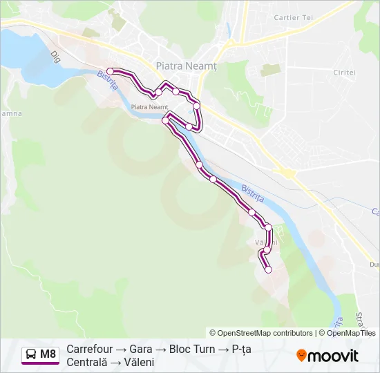 M8 Bus Line Map