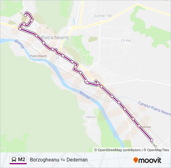 Hartă linie autobuz M2