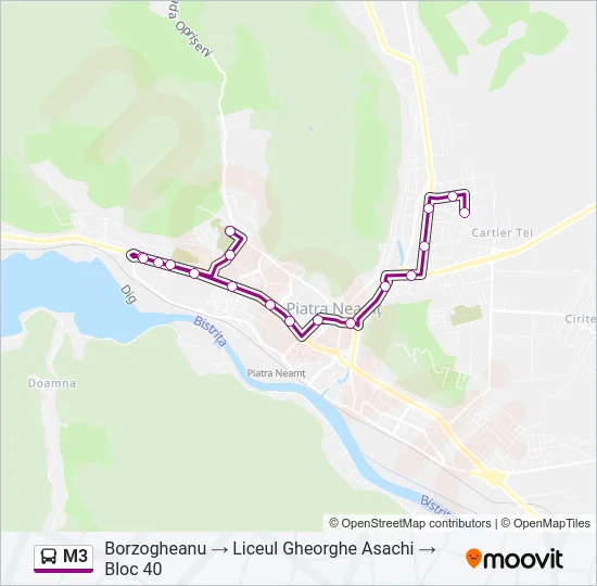 M3 Bus Line Map