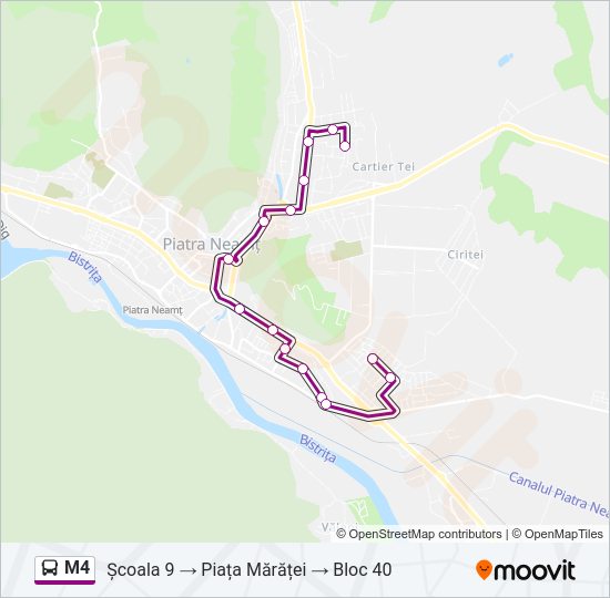 Hartă linie autobuz M4