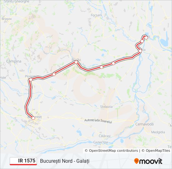 Hartă linie tren IR 1575