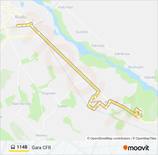114B Bus Line Map