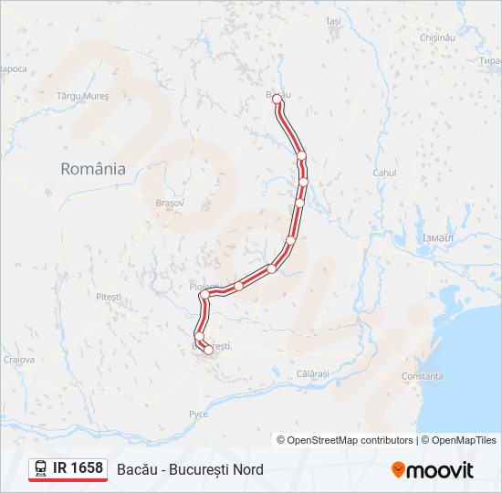 Hartă linie tren IR 1658