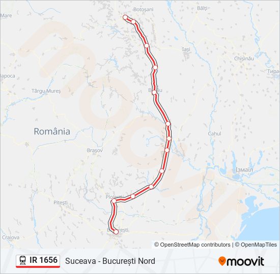 Hartă linie tren IR 1656