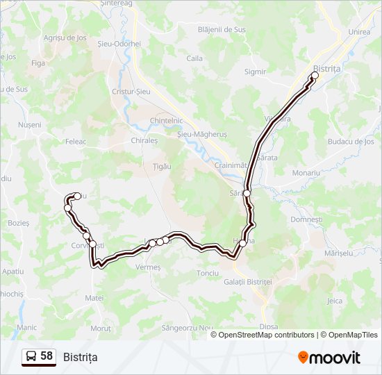 58 bus Line Map