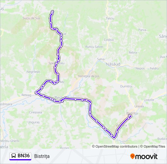 Hartă linie autobuz BN36