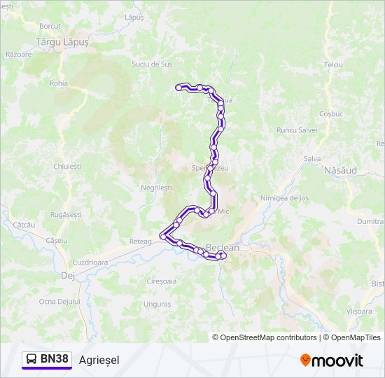 Hartă linie autobuz BN38