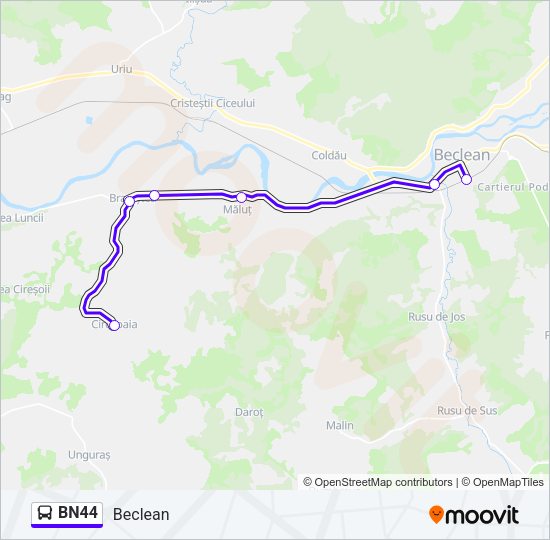 Hartă linie autobuz BN44