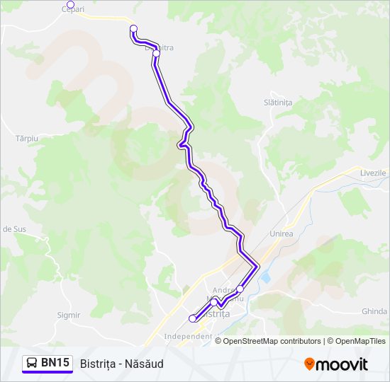 Hartă linie autobuz BN15