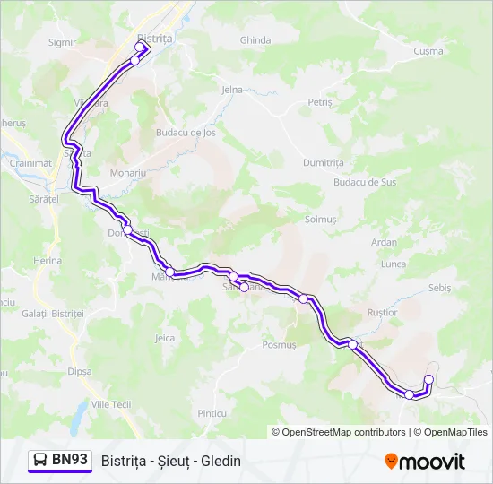 BN93 Bus Line Map