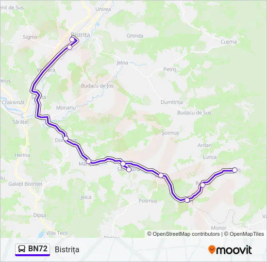 BN72 Bus Line Map