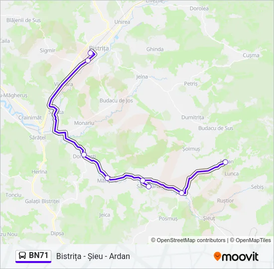 BN71 Bus Line Map