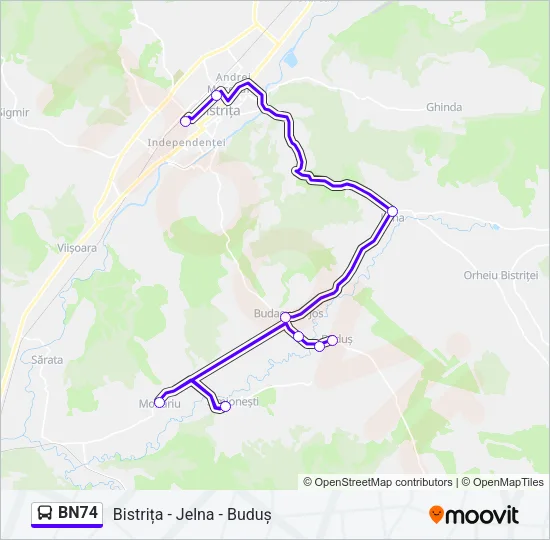 BN74 Bus Line Map