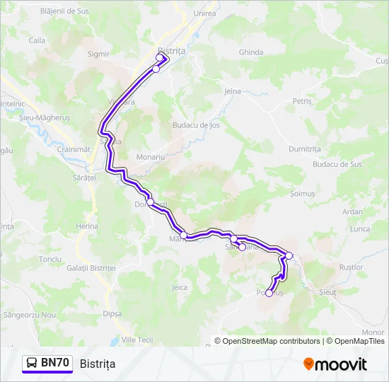 BN70 Bus Line Map