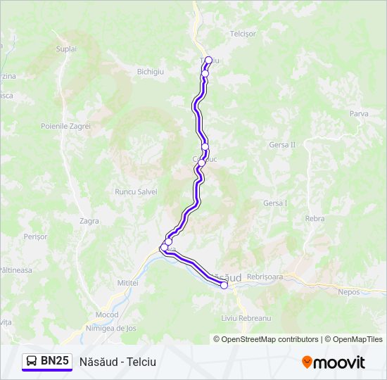 Hartă linie autobuz BN25