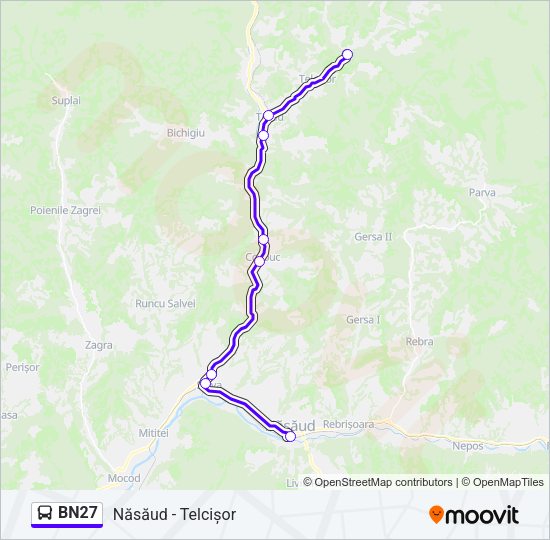 Hartă linie autobuz BN27