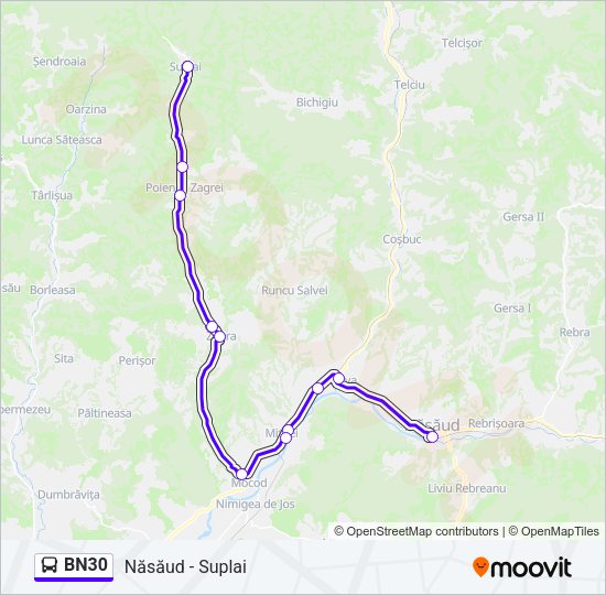 Hartă linie autobuz BN30