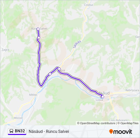 Hartă linie autobuz BN32