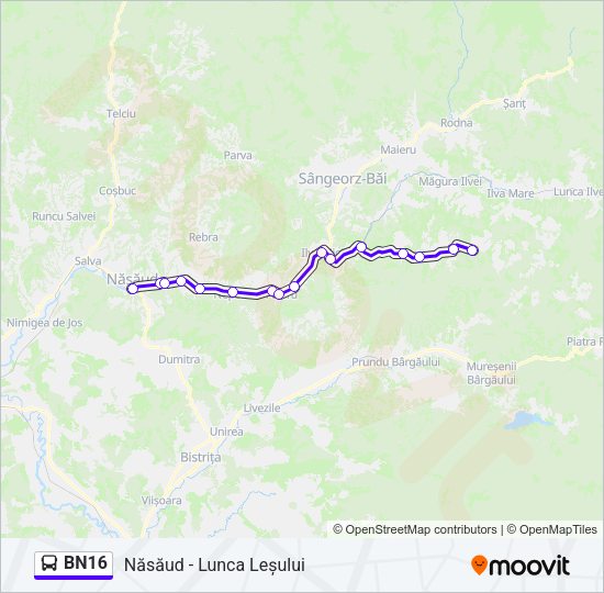 Hartă linie autobuz BN16