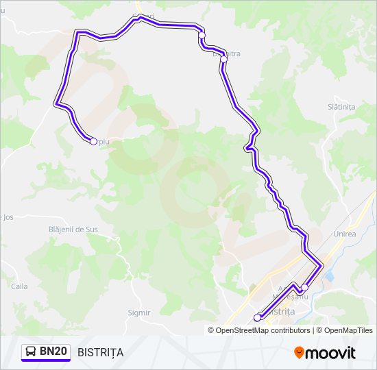 Hartă linie autobuz BN20