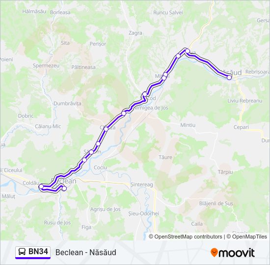 Hartă linie autobuz BN34