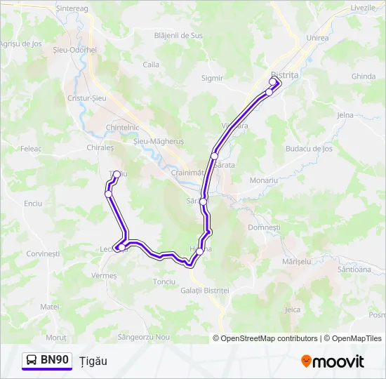 BN90 Bus Line Map