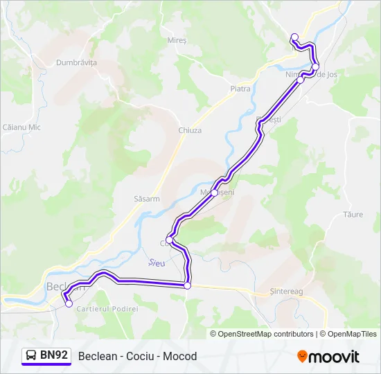 BN92 Bus Line Map