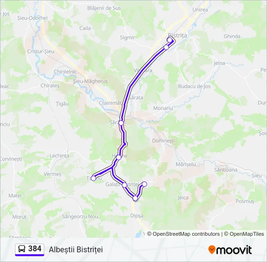 384 Bus Line Map