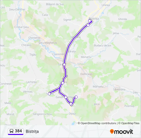 384 Bus Line Map
