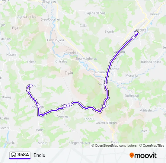 358A Bus Line Map