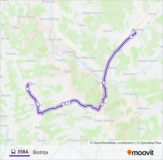 358A Bus Line Map