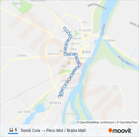 5 Bus Line Map
