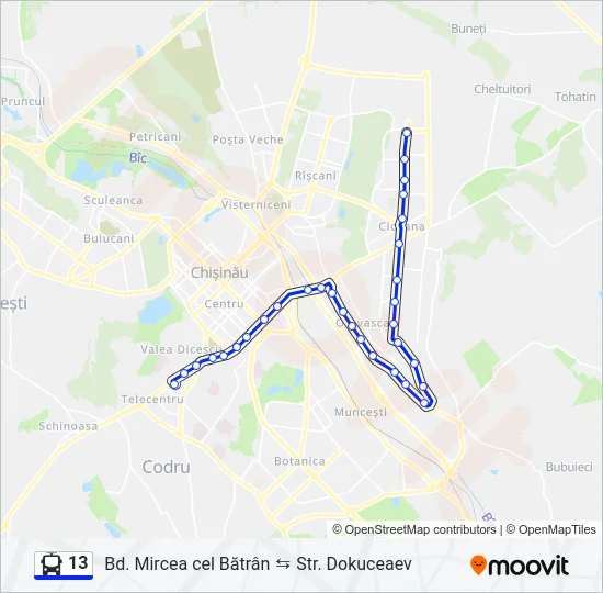 13 Trolleybus Line Map