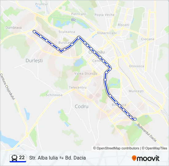22 Trolleybus Line Map