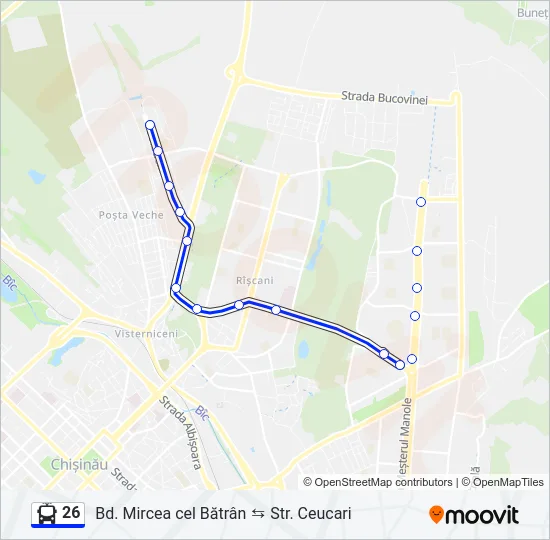 26 Trolleybus Line Map