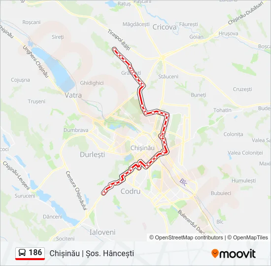 Автобус 186: карта маршрута