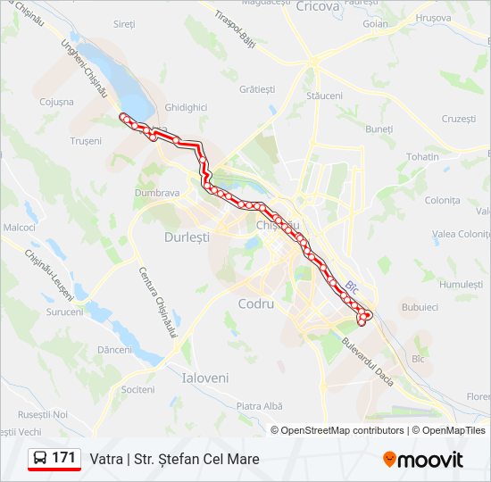 Hartă linie autobuz 171