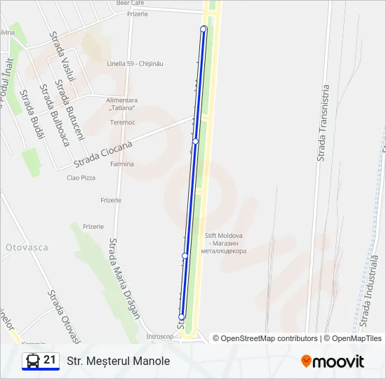 21 Trolleybus Line Map